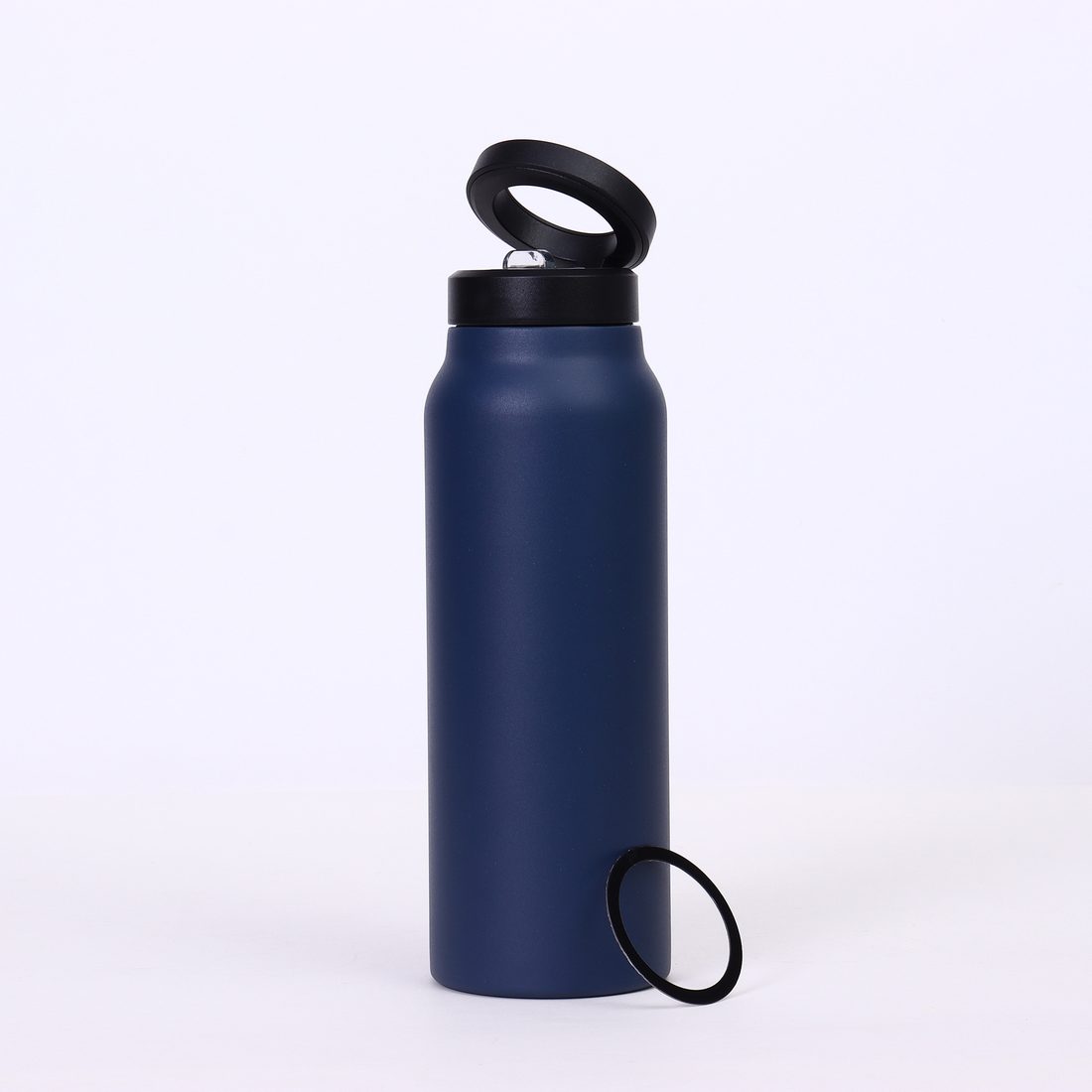 Magnetic-Lid Vacuum Straw Bottle